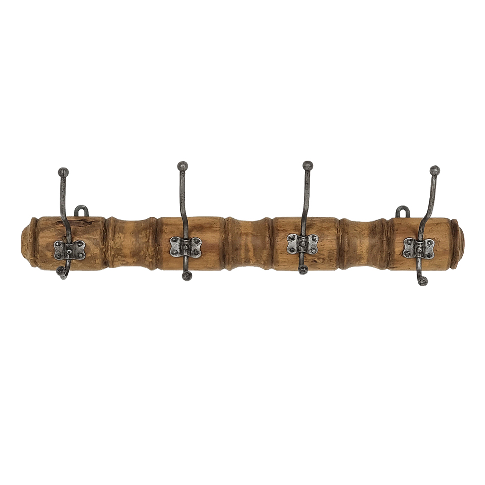 vintage-french-wall-rack-turned-wood-iron-4-hooks